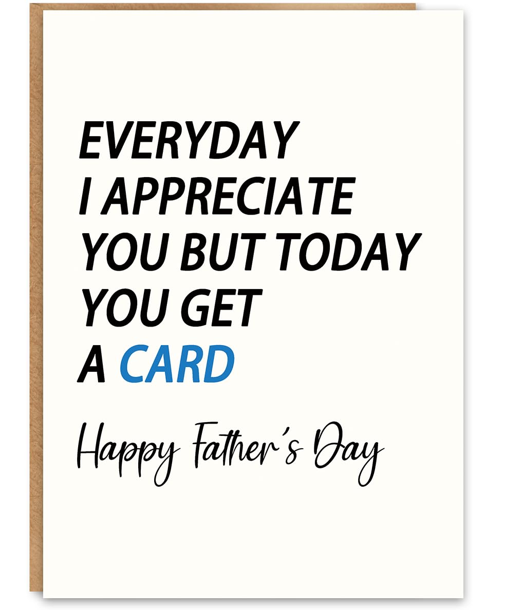 Funny Fathers Day Card for Dad, Fathers Day Gift for Dad, with Kraft Envelope and Gold Seal Sticker BST220
