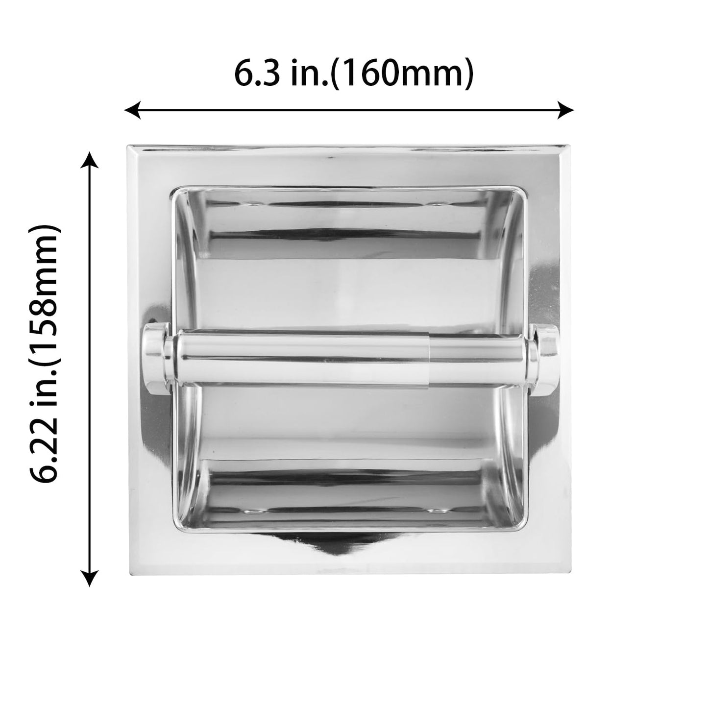 SENTO Recessed Gold Toilet Paper Holder, Wall Mounted Heavy Duty Metal Toilet Paper Roll Holder with Rear Mounting Bracket, in Wall, Easy Installation, Satin Brass BST220