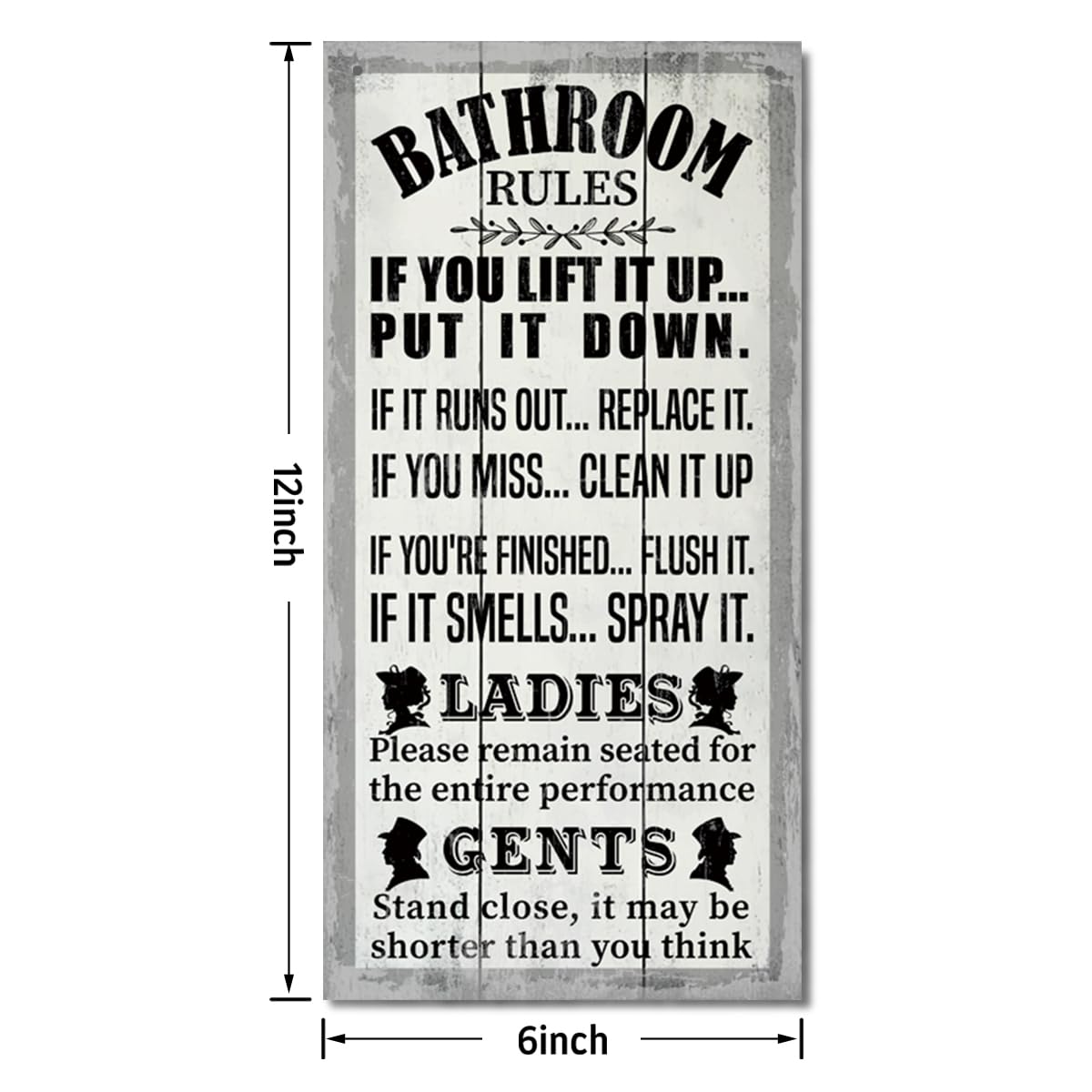 Rustic & Funny Bathroom Signs - Western & Farmhouse Bathroom Rules Wall Decor E1 BST202