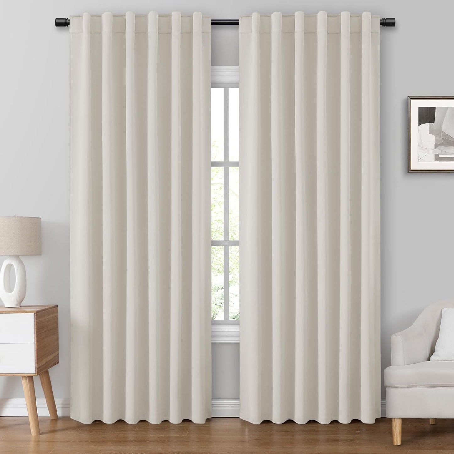 HOMEIDEAS Blackout Curtains, 2 Pages Grey Gray Room Darkening Bedroom Pinch Pleated Curtains Thermal Insulated Back Tab Rod Pocket Drapes for Bedroom, W52 x L63 BST326H
