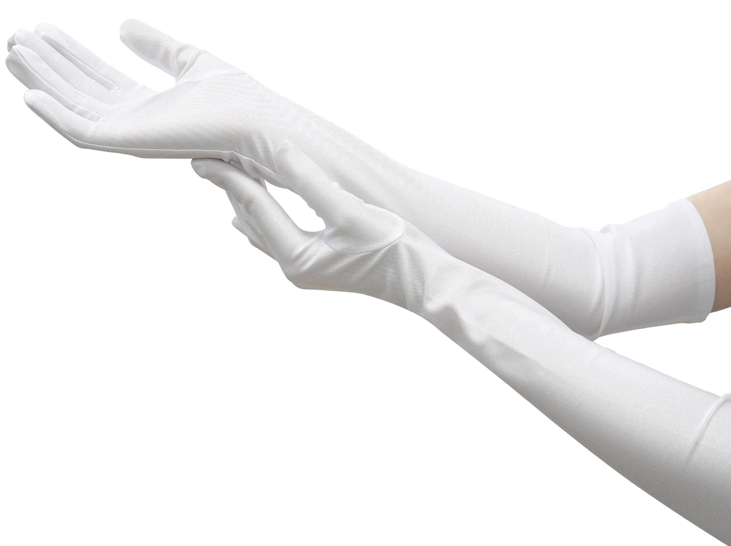 Nackiy Satin Long Black Gloves for Women, Elbow Length Opera Dress Gloves | 20 Inch Length, Black Satin, Stretchy Fit, Elbow Length, 1920s Party, Halloween Costume, Bridal Dress WN420
