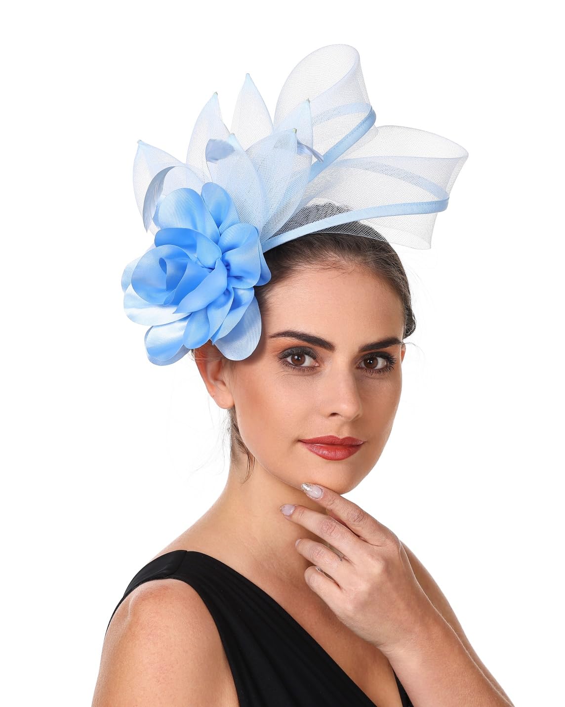 SAFERIN Fascinators Hat Flower Mesh Ribbons Feathers on a Headband and a Clip Tea Party Headwear for Girls and Women WN420