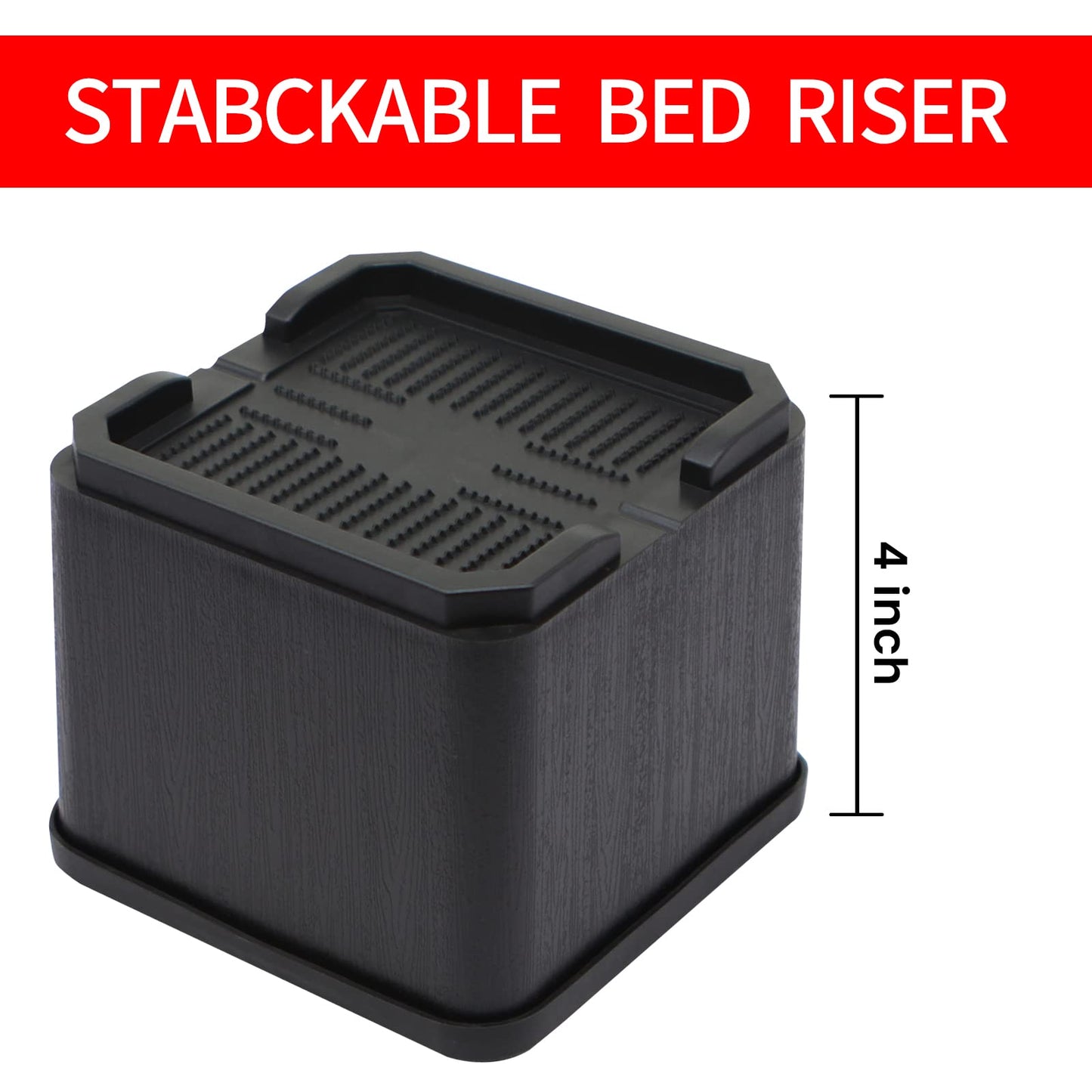 MYMULIKE Bed Risers Oversized 8 Pack, 4 Inch Heavy Duty Furniture Risers Support Up to 6000lbs, Adjustable 8 Inch Bed Raising Blocks Couch Risers for College Dorm Rooms, Tables, Desks BST202