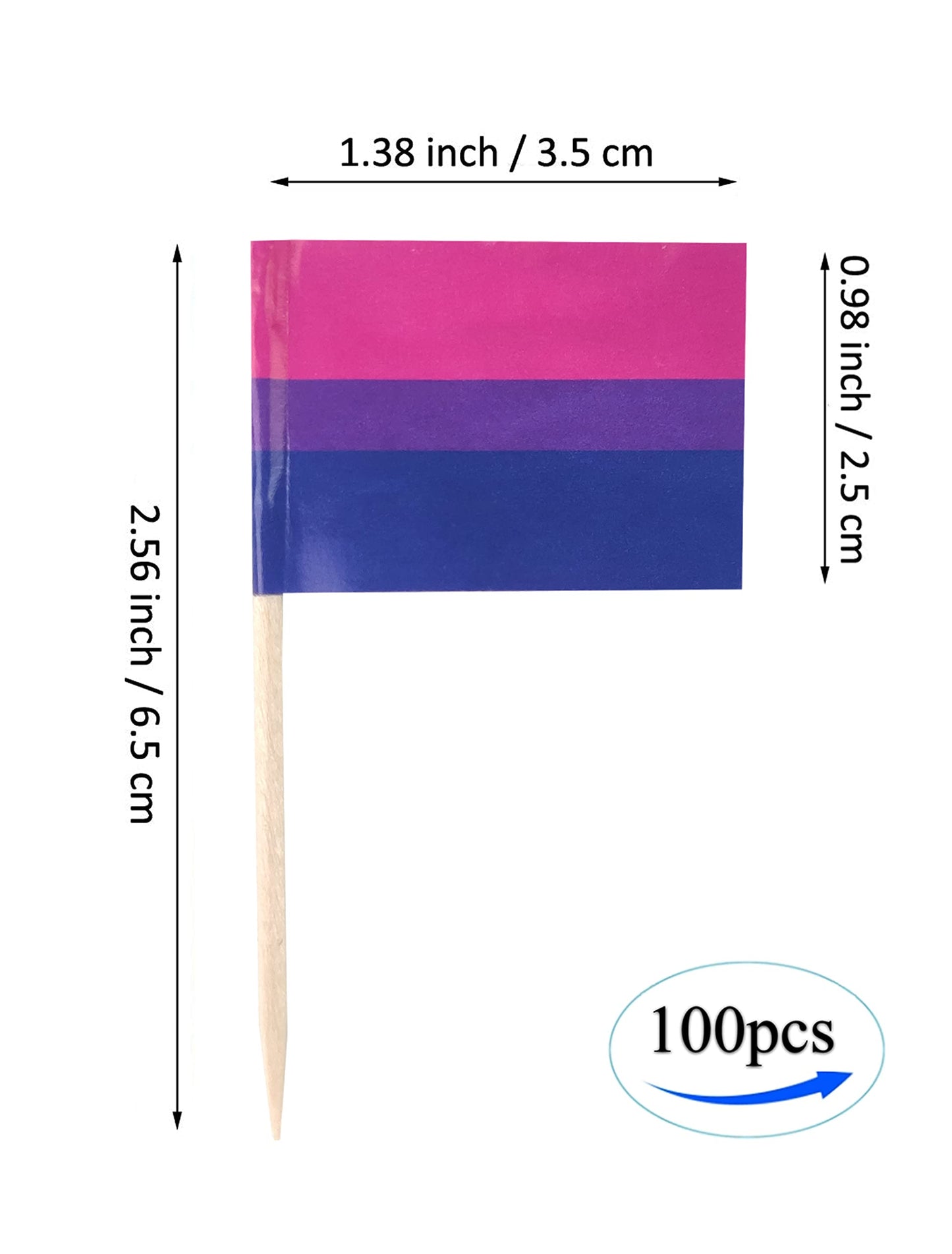 JBCD Rainbow Gay Pride Toothpick Flag Mini Small LGBT Cupcake Topper Flags, 100 pcs BST220