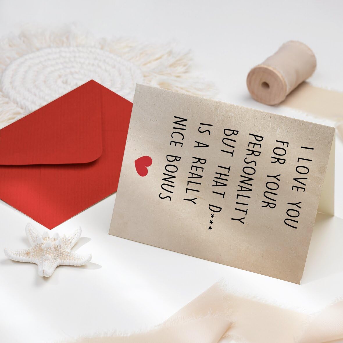fancu Funny Birthday Card for Boyfriend, Cheeky Card for Husband | 5 x 7 inch cheeky birthday card with matte finish, printed message, red envelope, and sticker for boyfriend or husband BST202