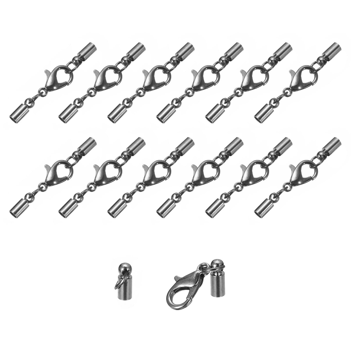 uxcell 20Sets Leather Cord End Caps with Lobster Claw Clasps Fit 4.5mm Cords, Barrel Terminators for DIY Making Leather Bracelets, Bronze Tone BST326L
