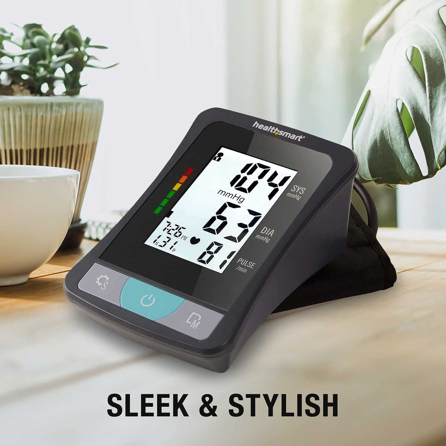 HealthSmart Digital Premium Blood Pressure Monitor with Automatic Upper Arm Cuff that Displays Blood Pressure, Pulse Rate and Irregular Heartbeat, Stores up to 120 Readings for 2 Users