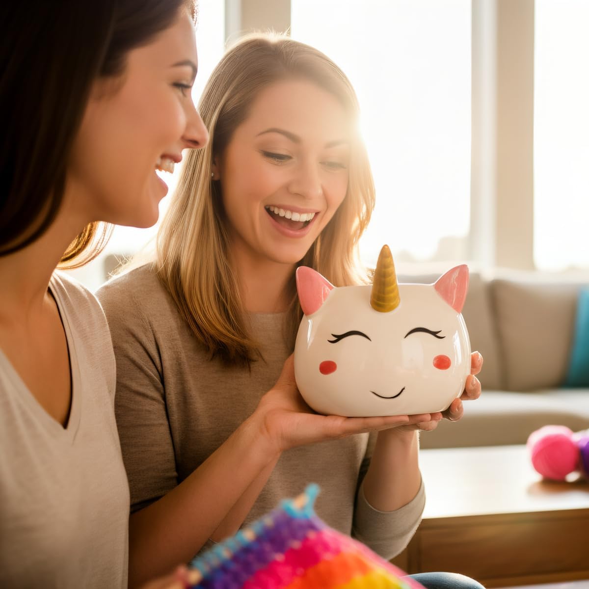 Unicorn Yarn Bowl for Knitting - Cute Ceramic Knitting Bowl Extra Large - Ceramic Yarn Bowl Crochet Accessories Yarn Holder Storage Gift for Knitters Funny BST326H