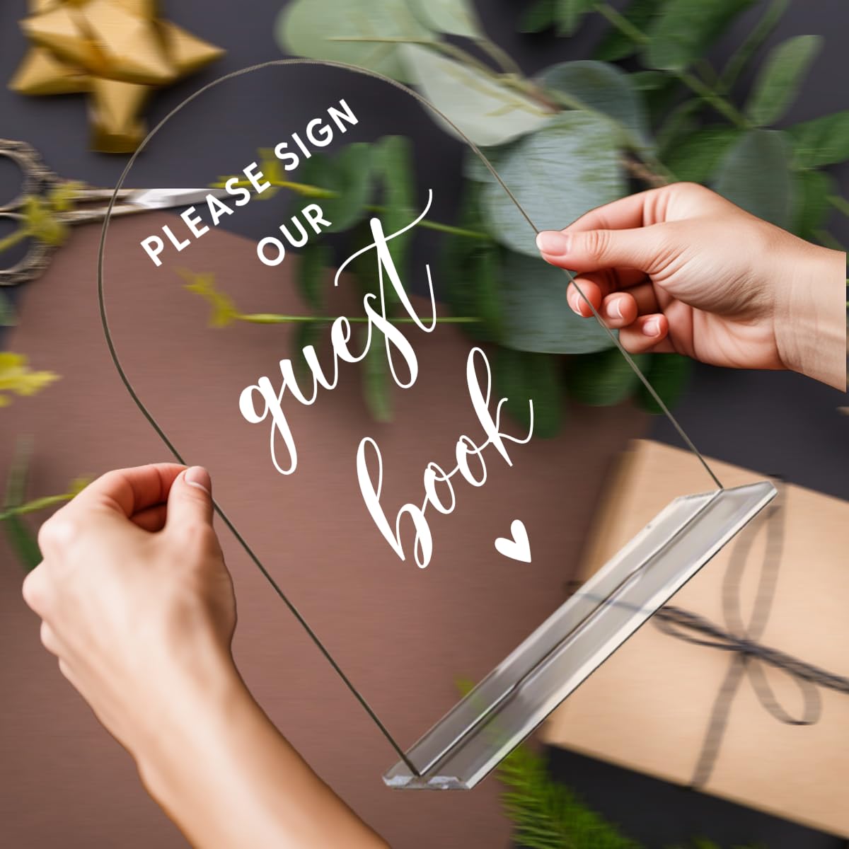 Acrylic Wedding Signs, Bridal Shower Decorations, Modern Arched Round Top Acrylic Table Top Sign with Holder for Wedding Reception Party Dinner - Can't Wait to See What Develops (Clear) BST326L