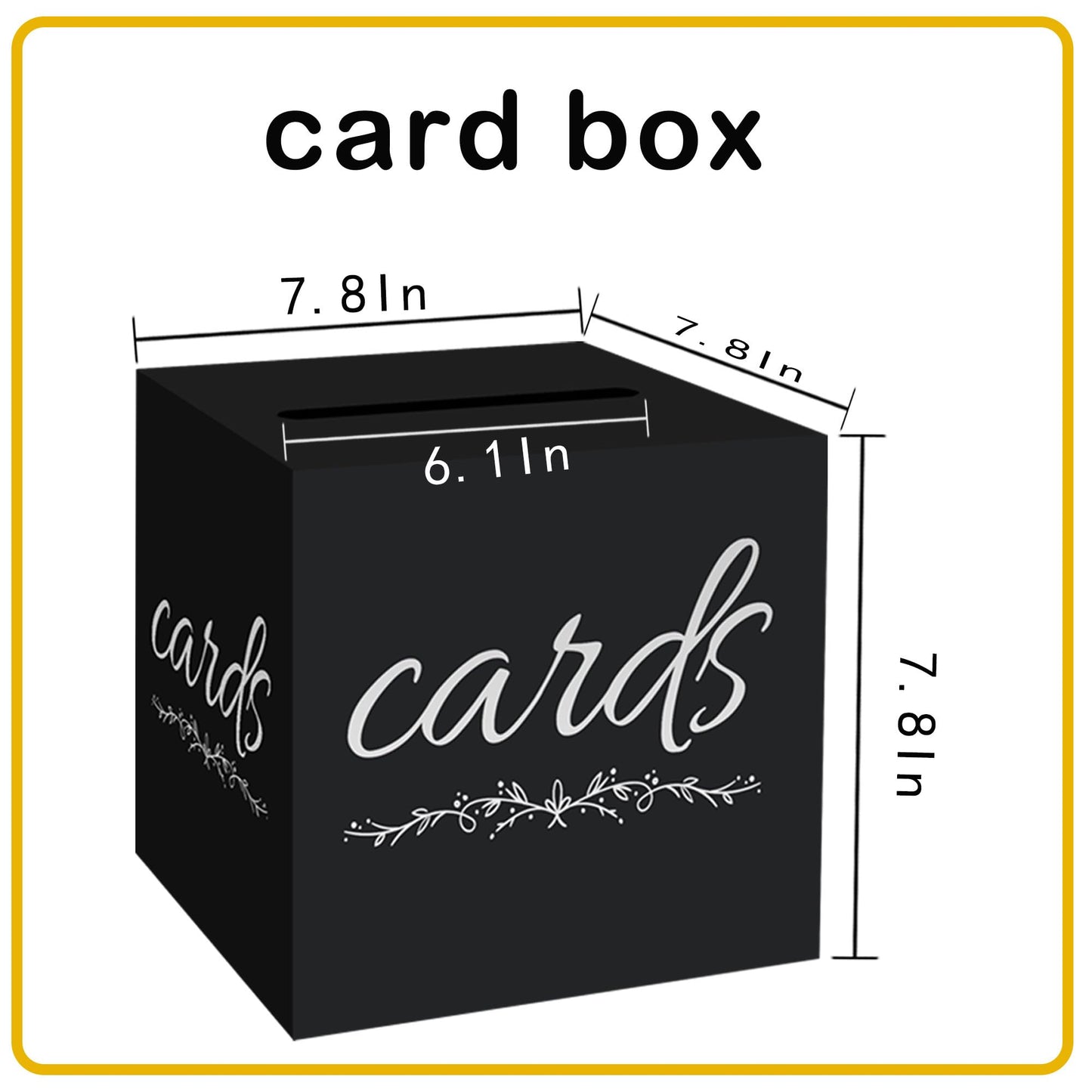 1 Pack White and Gold Wedding Card Box for Party Graduation Bridal Baby Shower Retirement Decorations Cardboard Birthday Card Holder Raffle Ballot Voting Box with Slot 7.8 x 7.8 x 7.8 In BST220