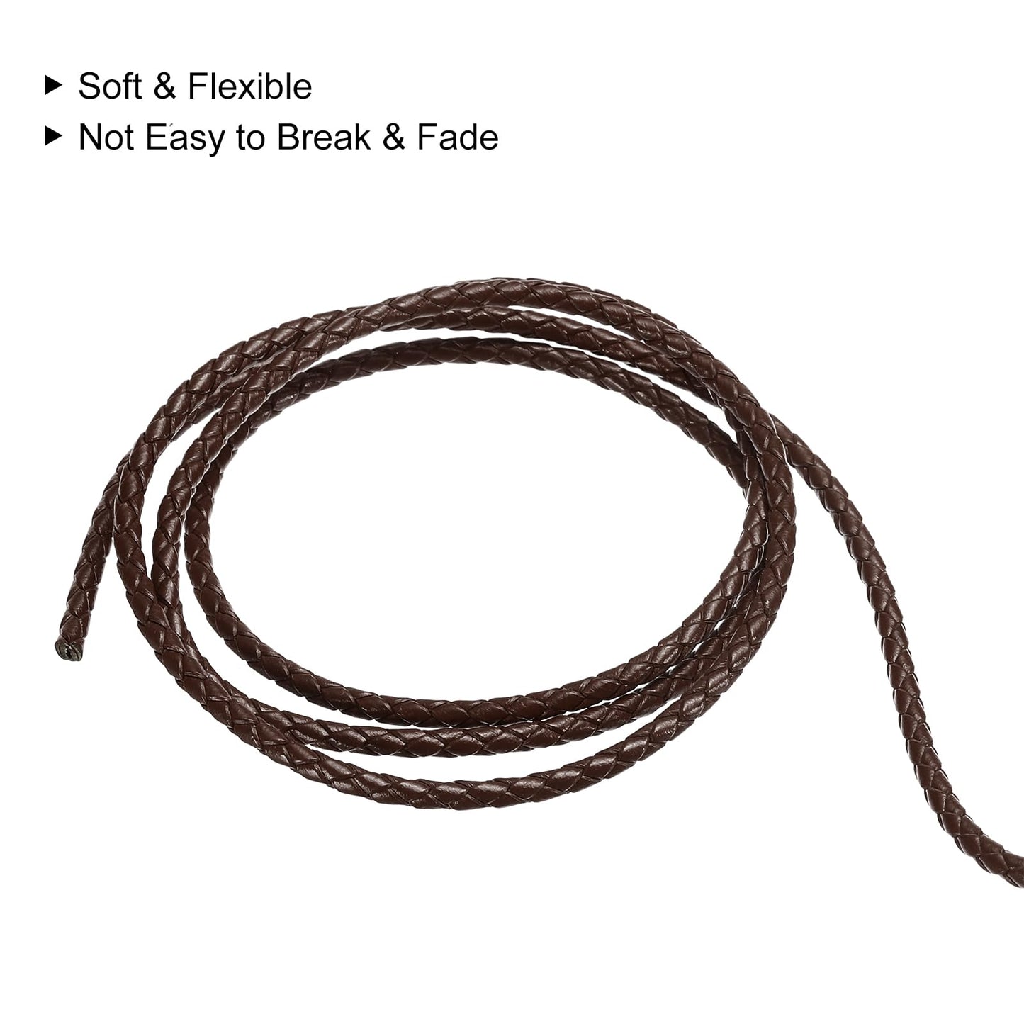 uxcell Leather Cord, 2.2 Yards 4mm Dia Braided String Strip for Purse Handbag Shoelace DIY Crafts Bracelet Making, Yellow BST326L