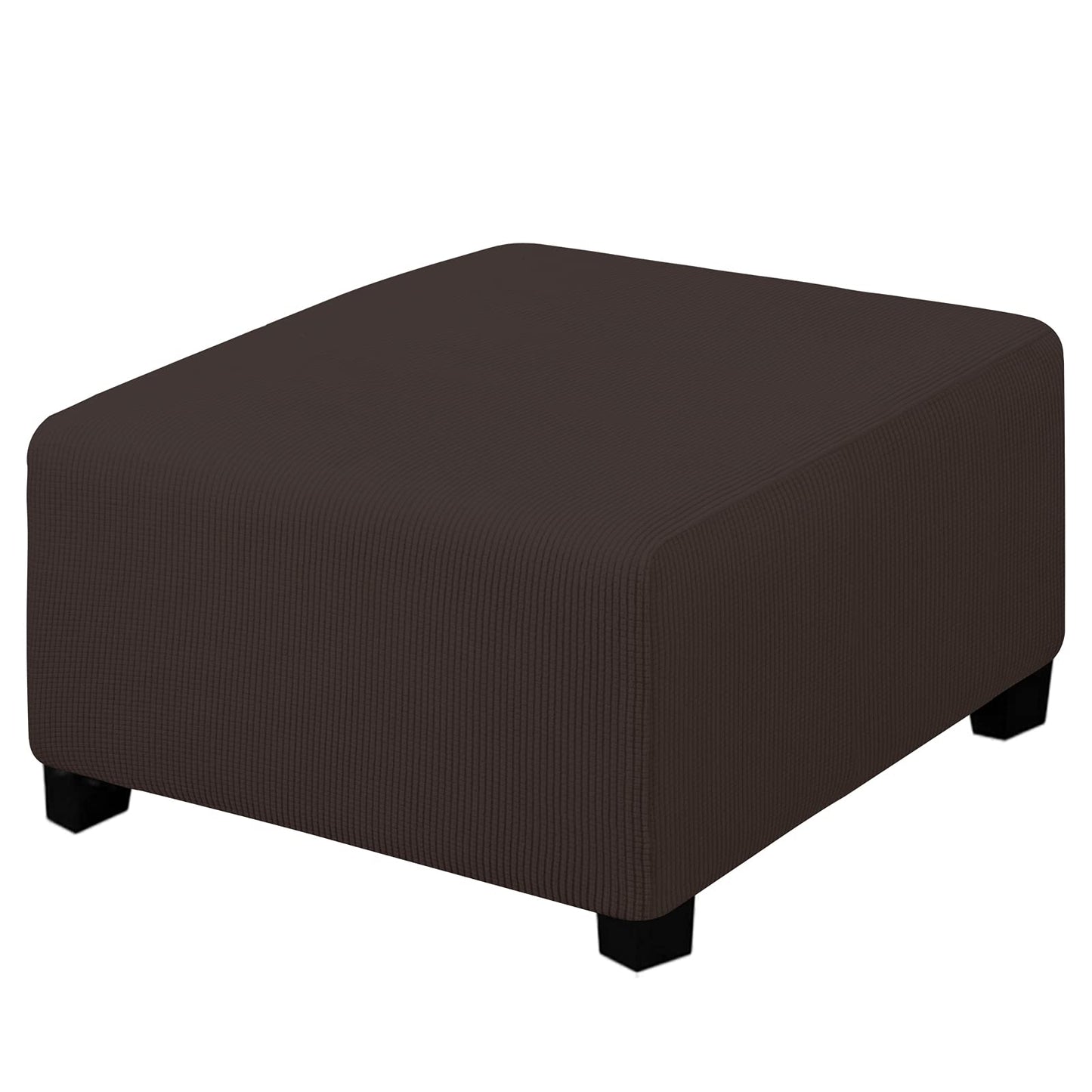 Easy-Going Stretch Square Ottoman Cover 15x15x15inch Dark Blue | Folding Storage Footstool cover Furniture Protector Soft Rectangle slipcover with Elastic Bottom BST202