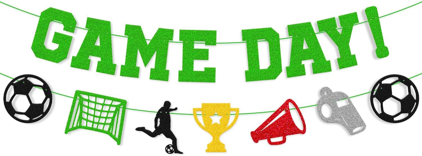 Come on World 2026 Cup Decorations Game Day Banner | World Football Party Decor 2026 International Soccer Competition Backdrop Sports Celebration Green Glitter Decor Pre-Strung BST326L