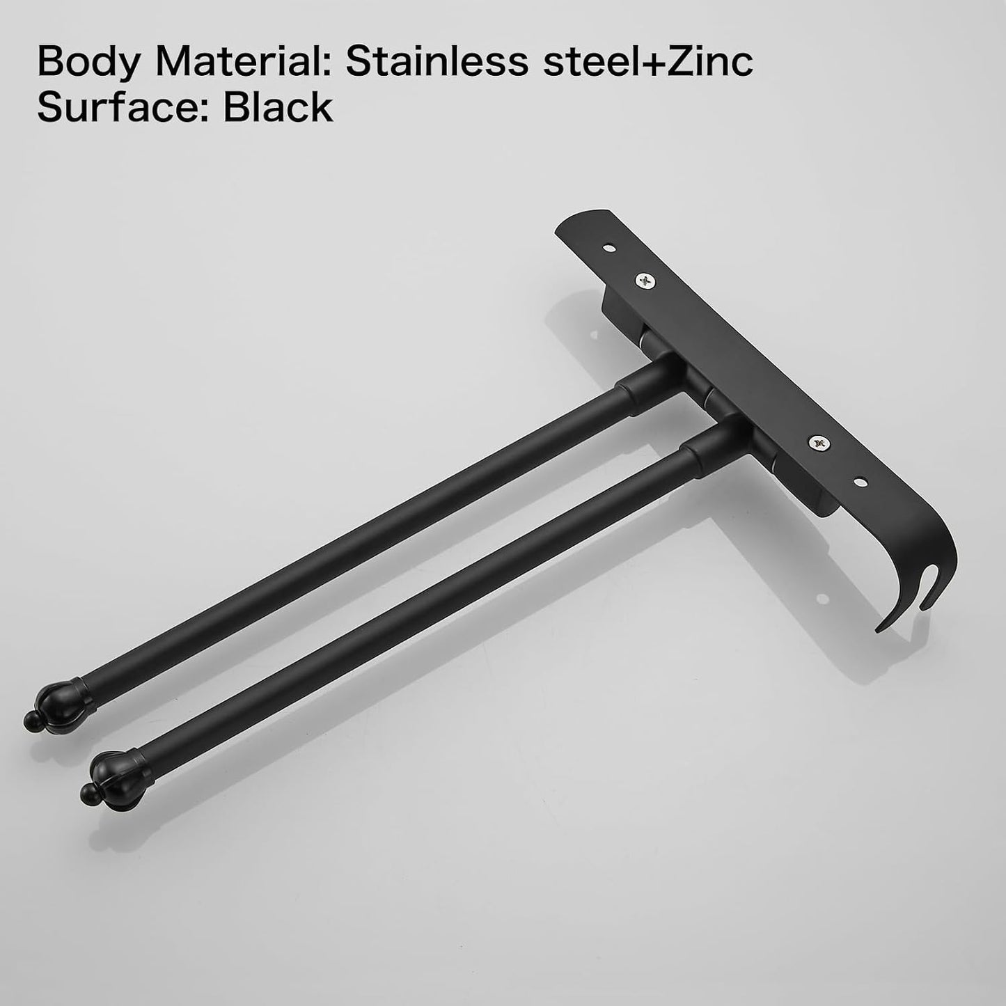 Black Rotating Towel Rack Stainless Steel Adjustable Towel Rack Bathroom Towel Rack 12 * 1.5 * 8.5 Inches Suitable for Bathroom, Bedroom, Balcony Removable Towel Bar (Black, Two Poles) BST202