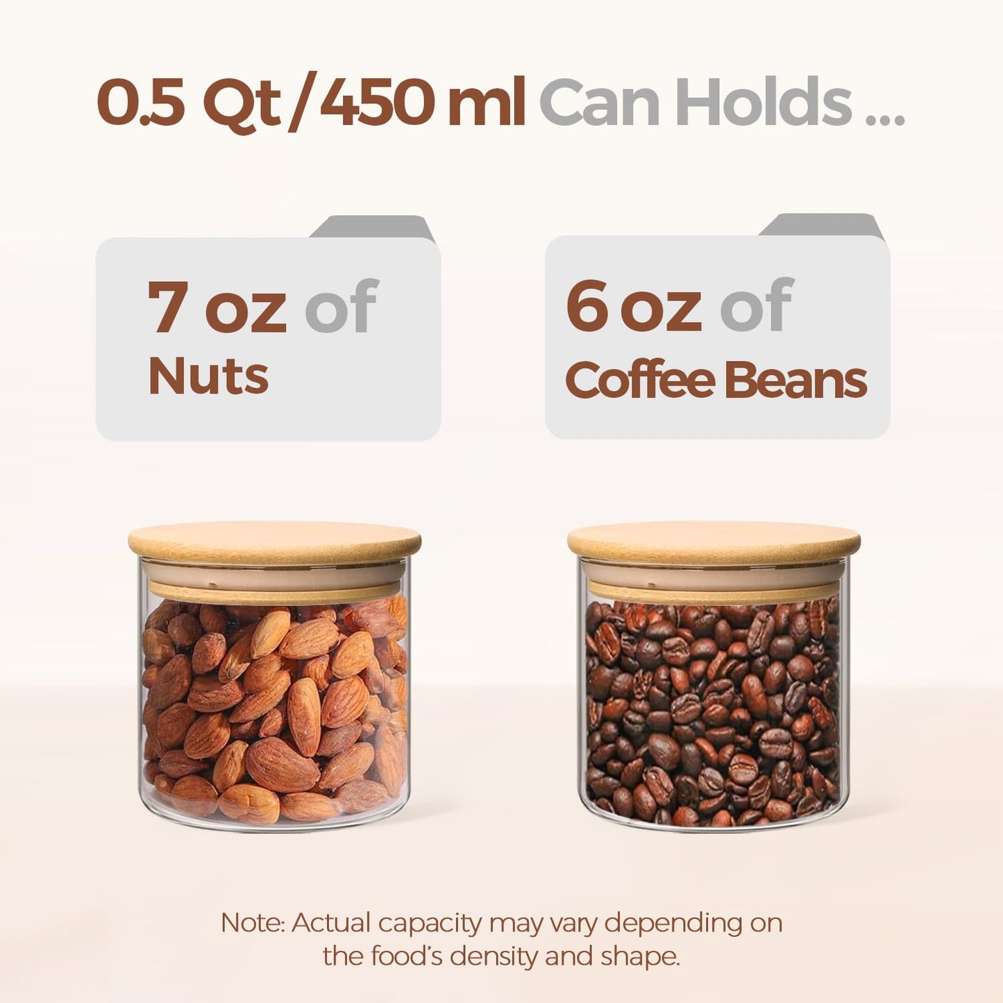 ComSaf Glass Storage Containers With Lids 0.5 Qt, 6 Pack Small Glass Jars | Small Glass Containers, Spice Jar 15oz, Candy, Family Snack Storage, Coffee Bar Organization, Size For Subpackage, BPA Free BST220