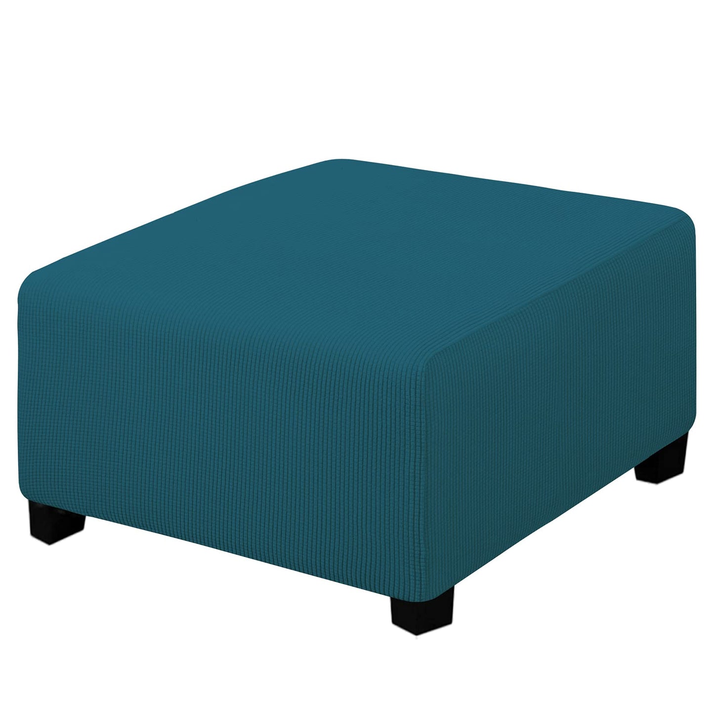 Easy-Going Stretch Square Ottoman Cover 15x15x15inch Dark Blue | Folding Storage Footstool cover Furniture Protector Soft Rectangle slipcover with Elastic Bottom BST202
