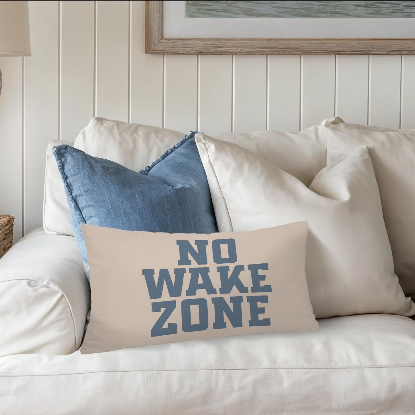 Coastal Beach Girly Room Decor 12x20 Pillow Cover, Preppy Beach Navy Blue Bikini Striped Decorative Lumbar Pillow Covers for Girls Bedroom College Dorm Sofa Couch BST326L
