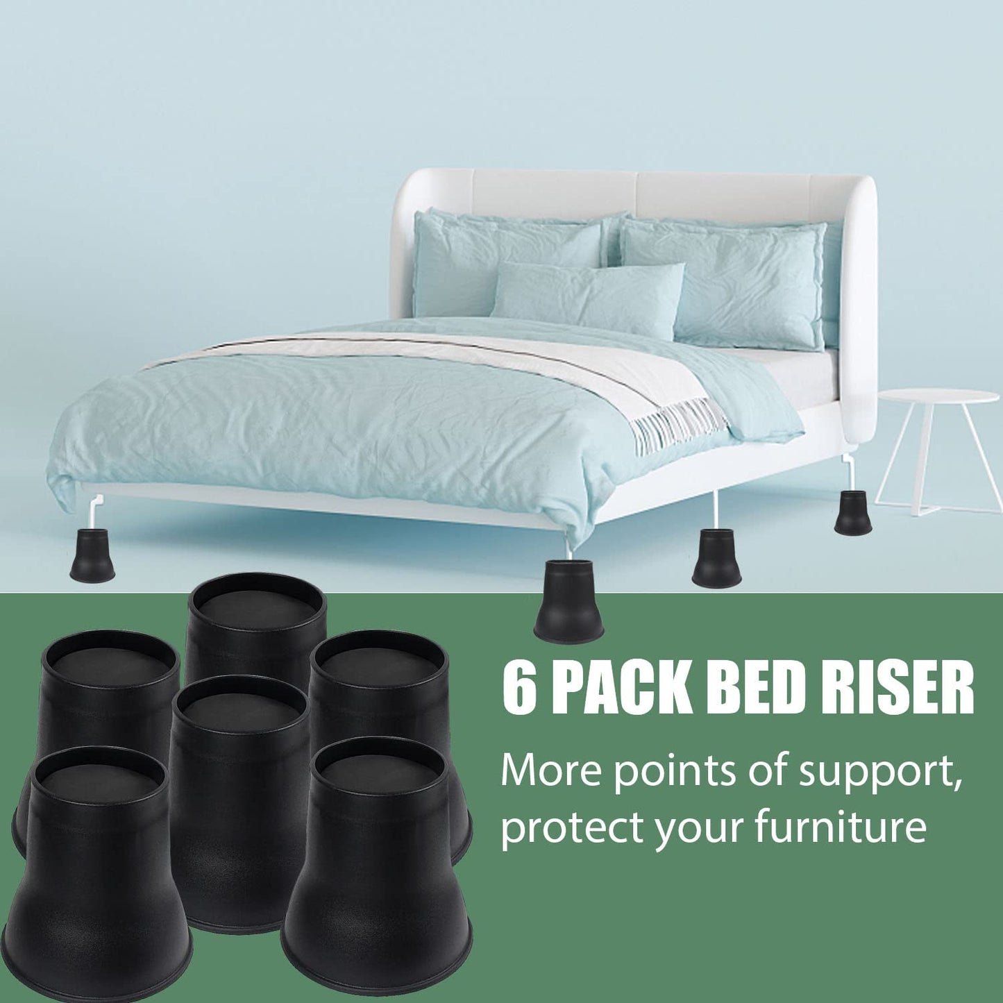 MYMULIKE 6 Pack 6 Inch Bed Risers, Heavy Duty Furniture Lifts, Brown | Lifts Up to 2200lbs, Round Couch Risers, Ideal for Heavy Duty Sofas, Couches, TV Stands, Tables, and Living Room Chairs BST202