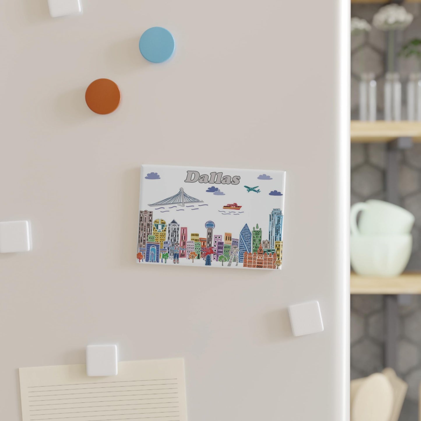 City Themed Artwork Magnet Collection by Beary Blu - Designed in The USA, Collectible Souvenirs Gifts 2.5" x 3.5" (Dallas) BST220