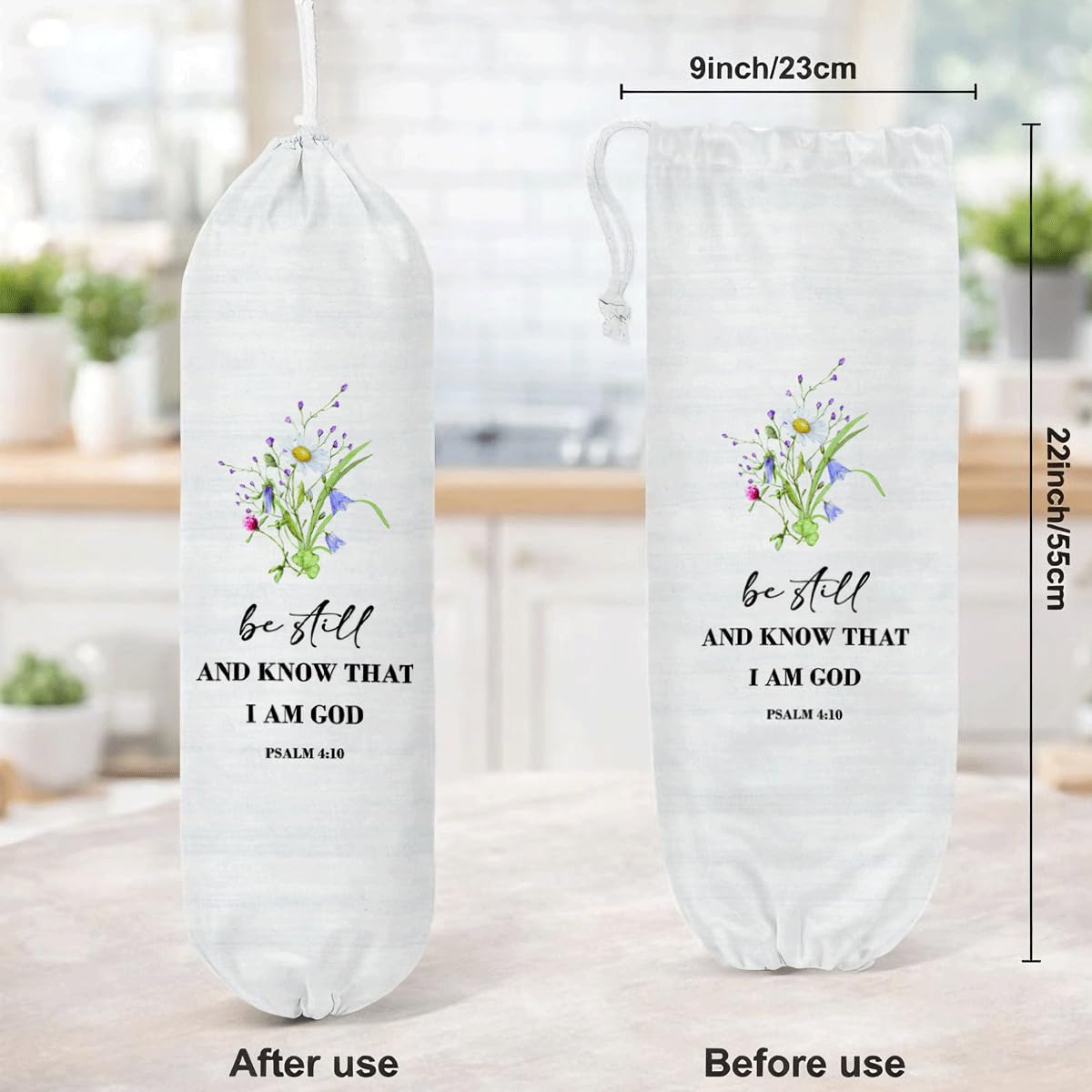 Plastic Bag Holder, The Way Page 16 Plastic Bag Holder Christian Decor, Reusable Hanging Trash Bags Dispenser, Christian Kitchen Gifts for Women Plastics Bags Holders with Bible Verse BST202