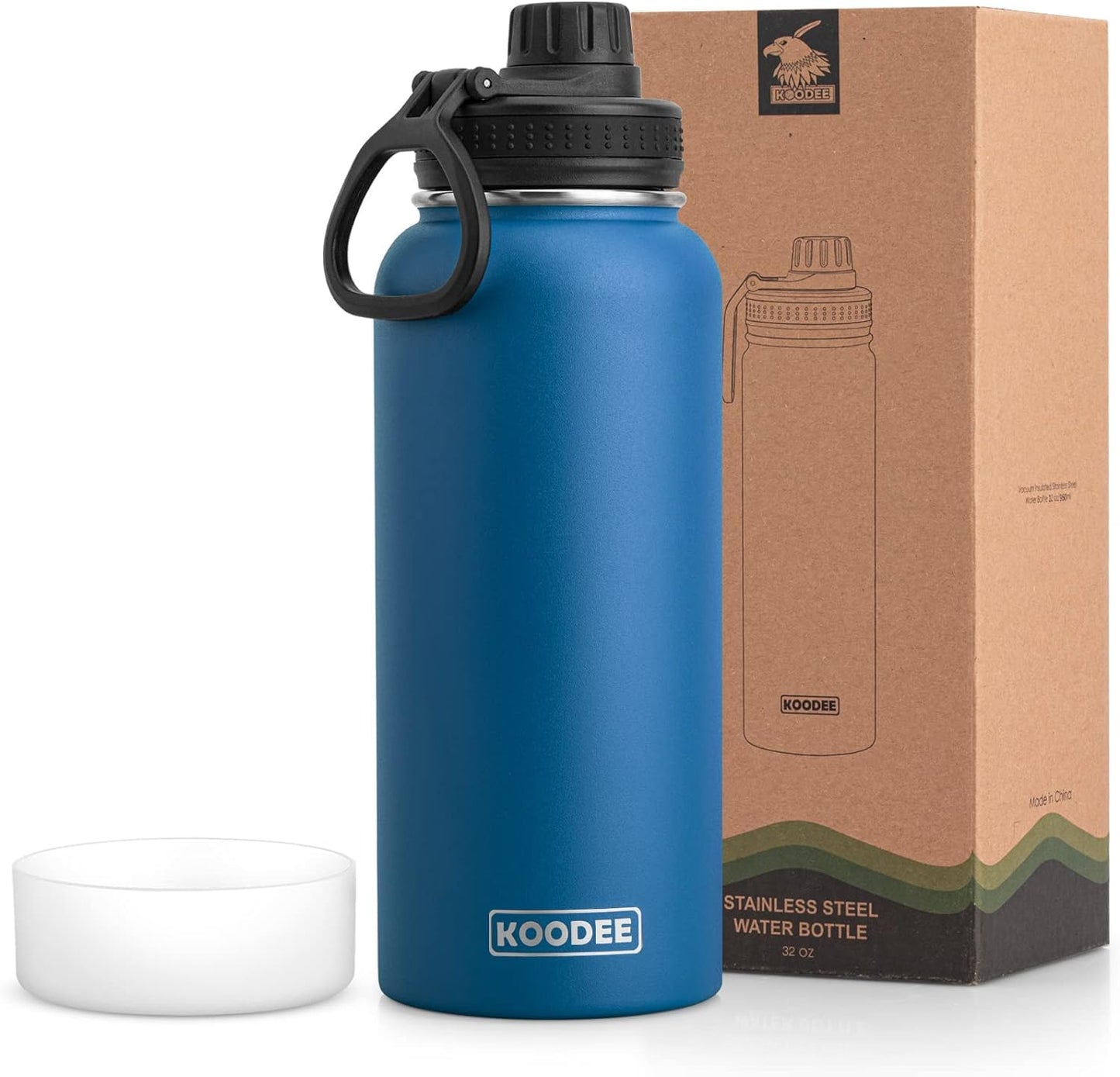 koodee Water Bottle-12 oz Stainless Steel Double Wall Vacuum Insulated Water Bottle for School-Wide Mouth Flask with Straw Lid (Teal) BST220