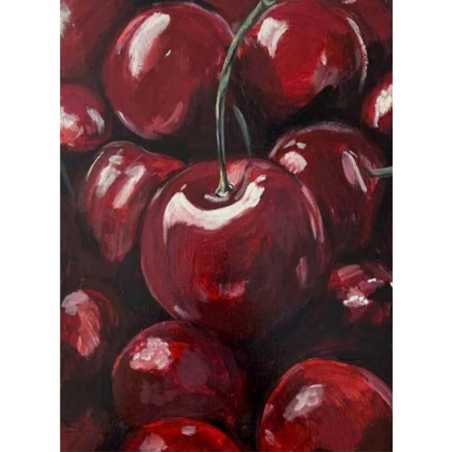 AIBOERL Cherry Diamond Art Kits for Adults,Cherry 5D Diamond Painting Kits for Adults Beginners,DIY Full Round Drill Diamond Dot Painting Gem Art Kits for Adult, Home Wall Decor 12x16Inch BST220