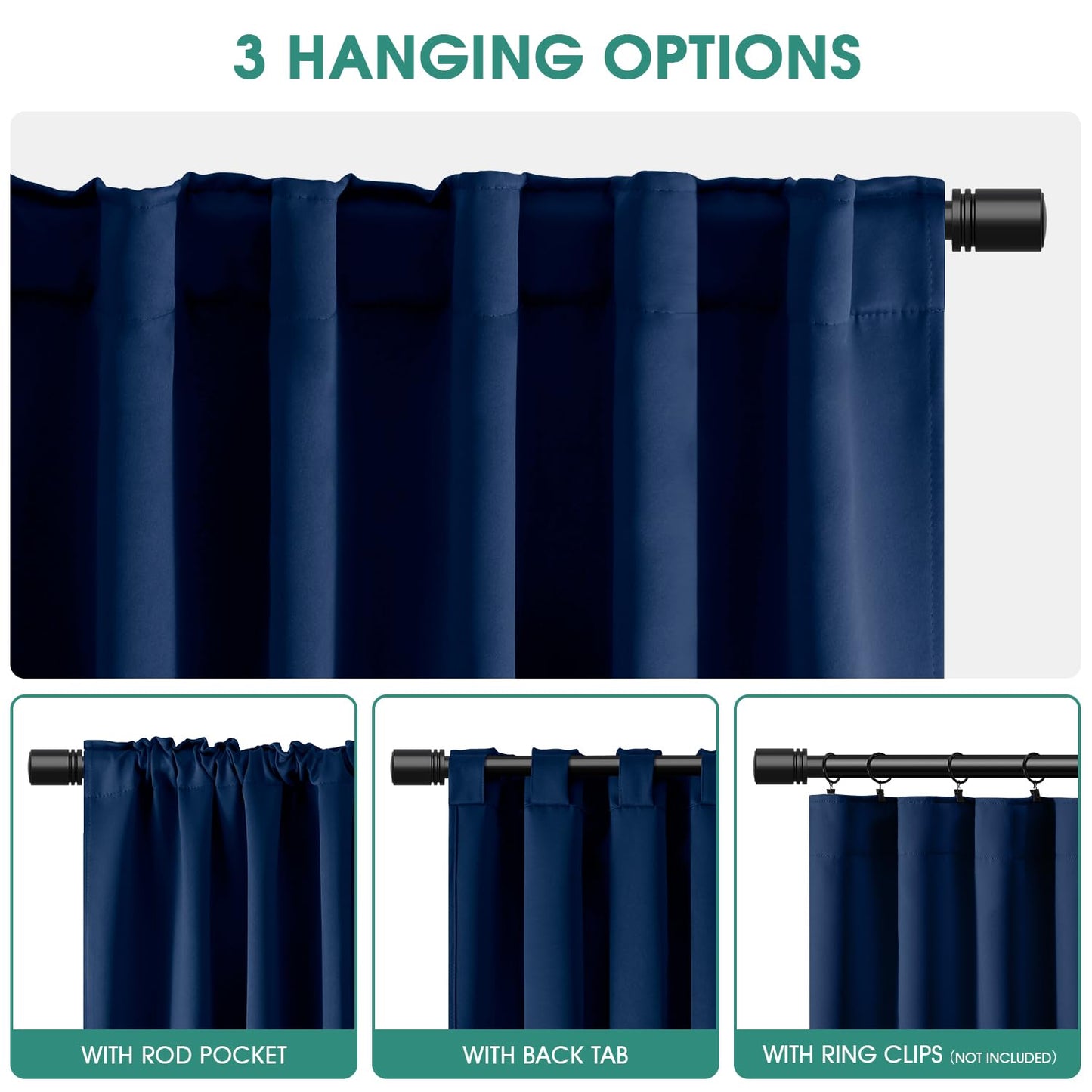 HOMEIDEAS Blackout Curtains, 2 Pages Grey Gray Room Darkening Bedroom Pinch Pleated Curtains Thermal Insulated Back Tab Rod Pocket Drapes for Bedroom, W52 x L63 BST326H
