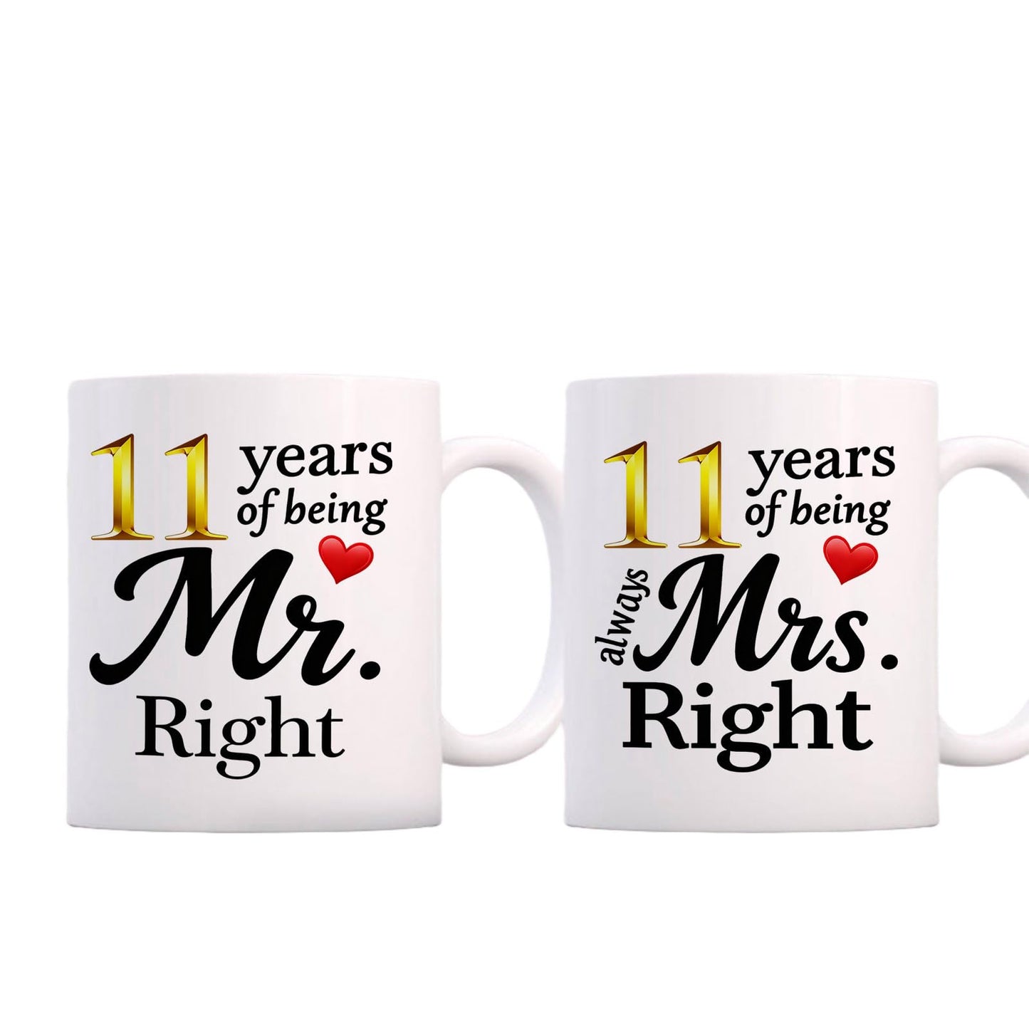 10 Year Anniversary For Couple Coffee Mugs Set of 2-10th Wedding Gifts Decorations for Parents Grandparents Husband Wife Him Her 11oz (10th) BST220