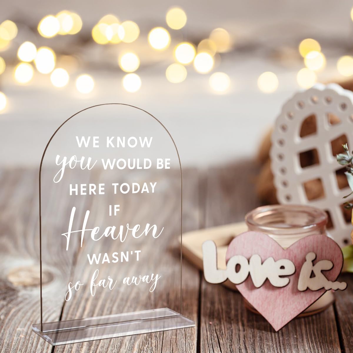 Acrylic Wedding Signs, Bridal Shower Decorations, Modern Arched Round Top Acrylic Table Top Sign with Holder for Wedding Reception Party Dinner - Can't Wait to See What Develops (Clear) BST326L