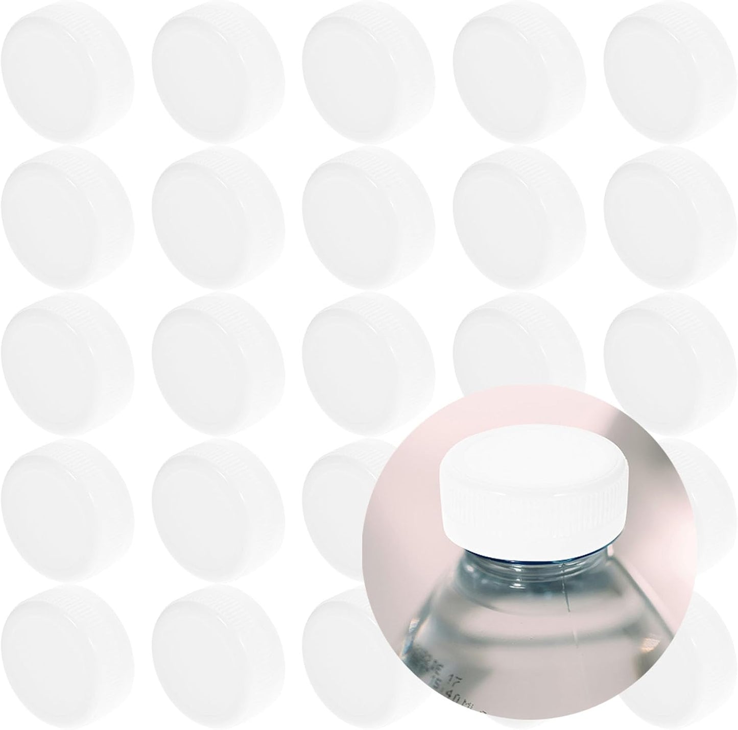 100Pack White Plastic Bottle Caps, 38mm (1.53") Replacement Lids, Leak-Free Screw-on Caps for Juice, Milk, Water Bottles Tops and Diy Crafts BST202