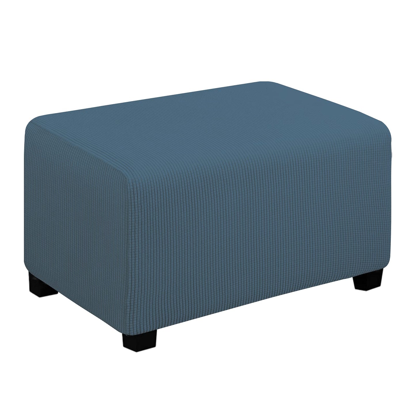 Easy-Going Stretch Square Ottoman Cover 15x15x15inch Dark Blue | Folding Storage Footstool cover Furniture Protector Soft Rectangle slipcover with Elastic Bottom BST202