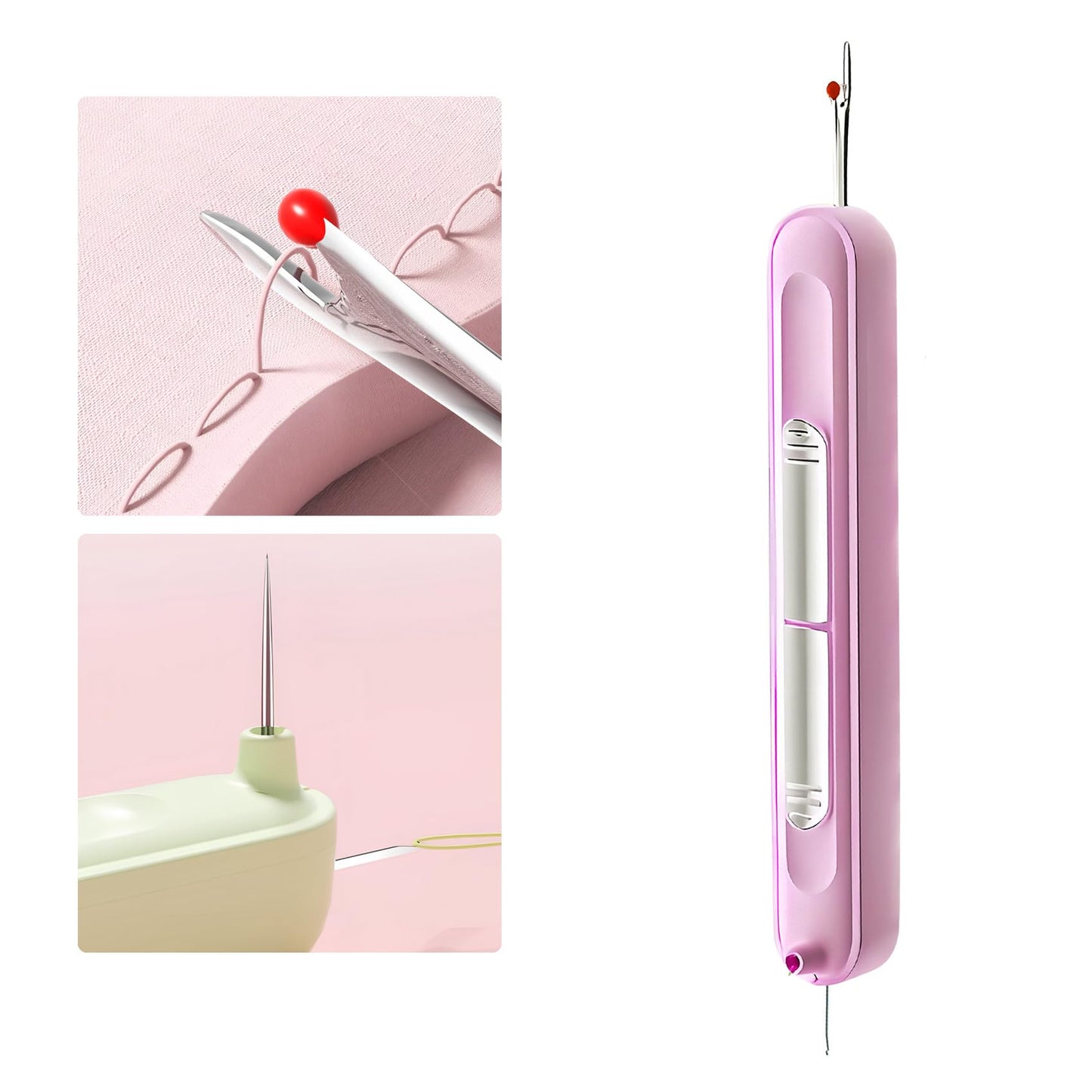Upgraded 2 in 1 Needle Threaders Seam Ripper,Sewing Supplies,Multifunctional Sewing Tool, Quick Sewing Machine Loop Automatic Needle Threaders (2Pcs-Yellow) BST202