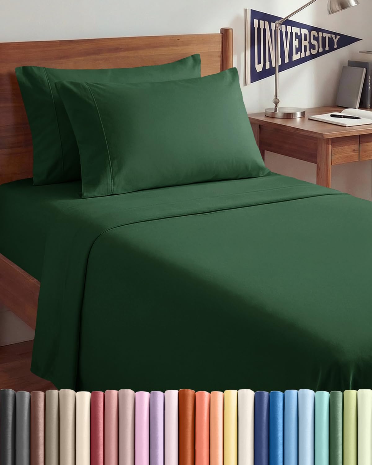 Split King 7 Piece Sheet Set - Comfy Breathable & Cooling - Soft Hotel Luxury Bedding Set with 8-16 Inch Deep Pockets - 1 Flat & 2 Fitted Sheet & 4 Pillowcases - Wrinkle Free & Easy Care - Steel Blue DD1210