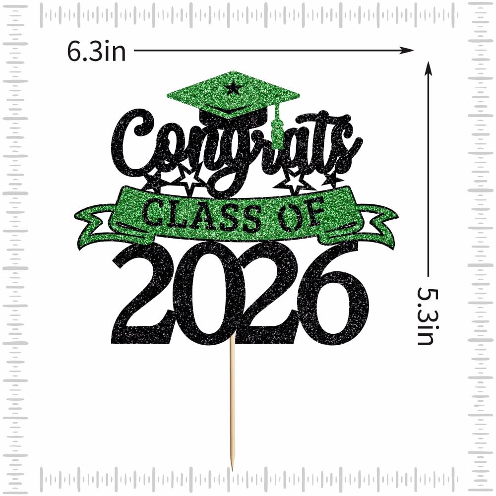 Congratulations Cake Topper,Congratulations 2026 Graduation | Cake Topper,Graduation, Wedding, Retirement, Birthday, Anniversary, Celebration Party Decorations Supplies (Black Gold) BST202