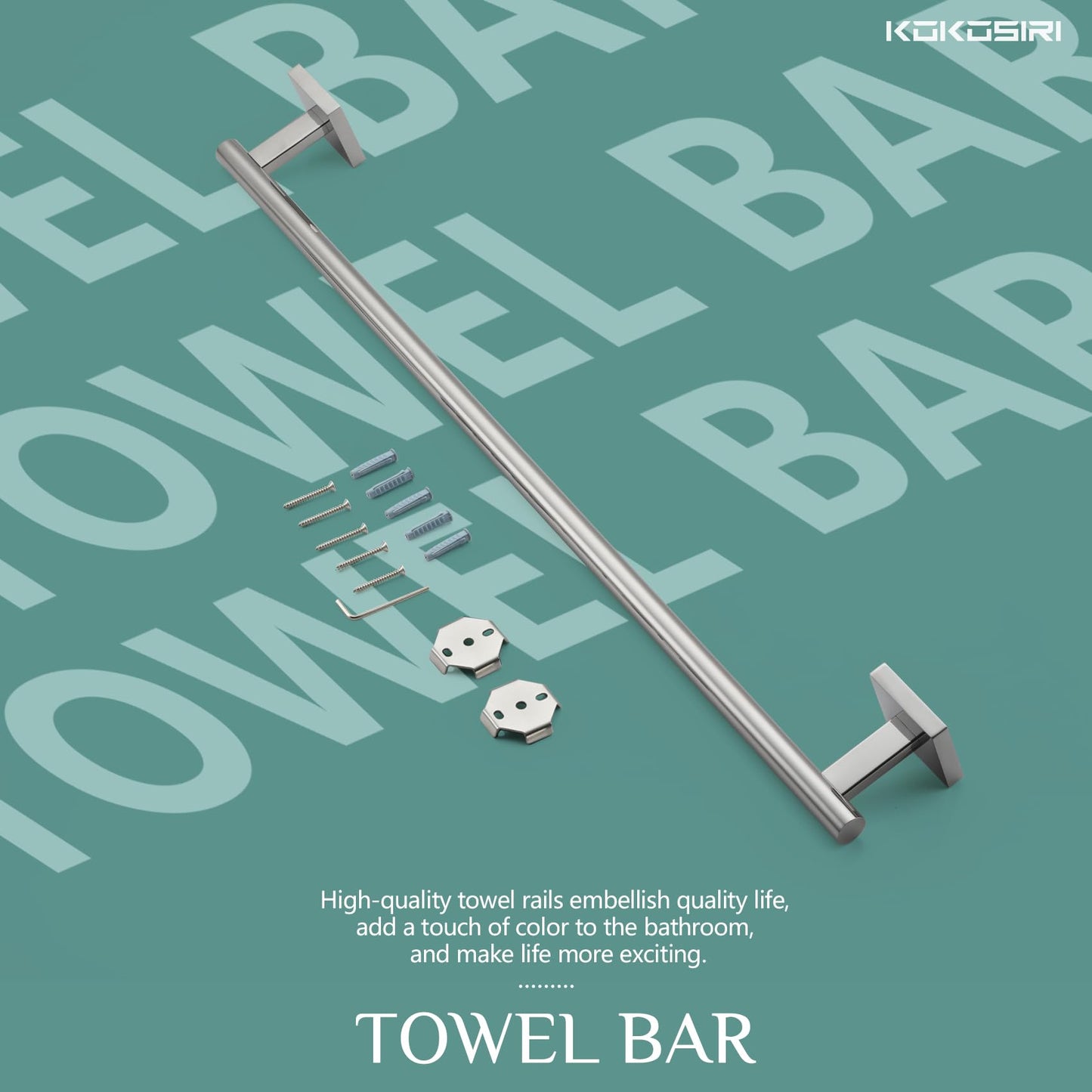 KOKOSIRI Bathroom Towel Bars 16 Inch Towel Rail Matte Black 40CM Hand Towel Holder for Bath Kitchen Wall Stainless Steel B4005BK-L16 BST202