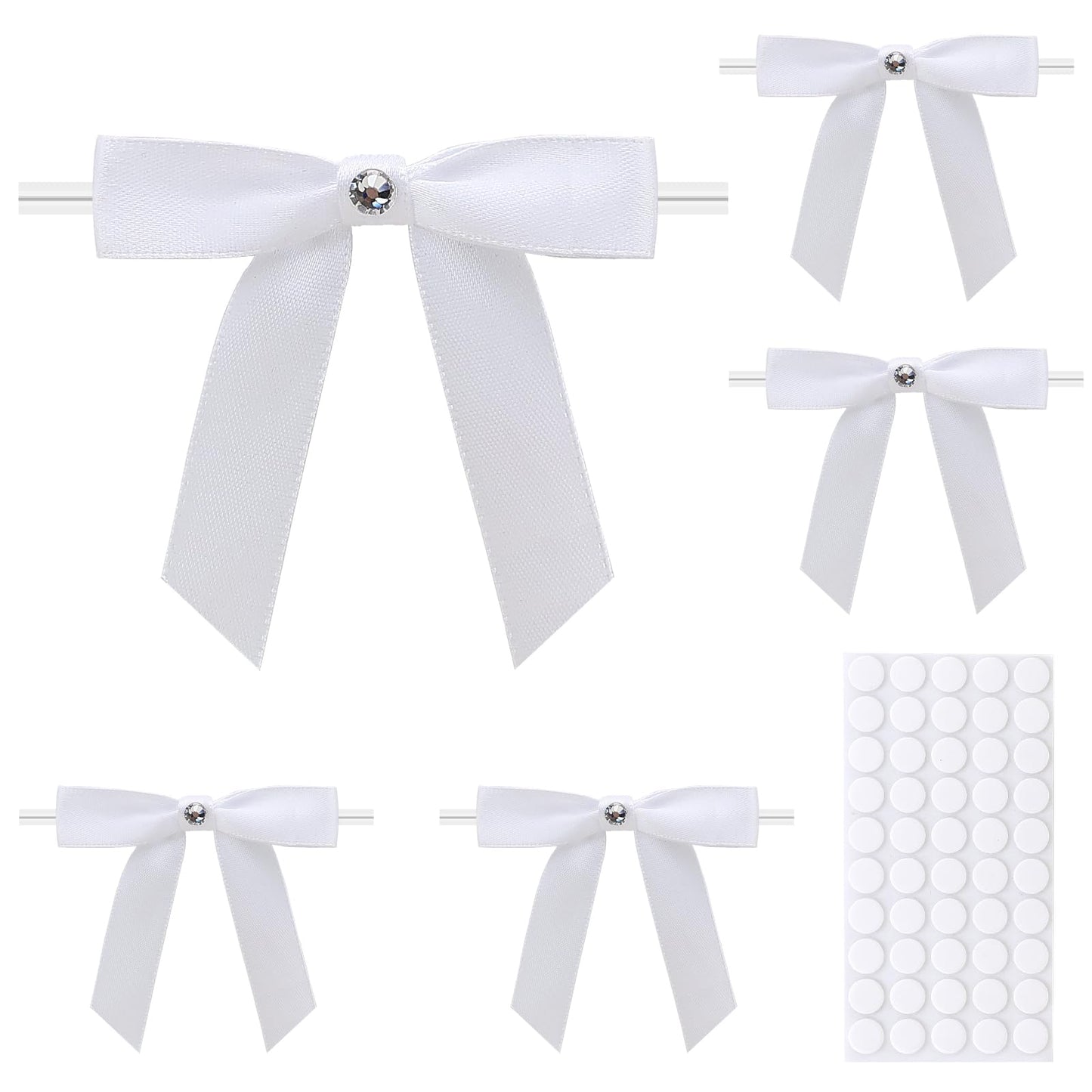 50Pcs Gift Wrap Twist Tie Bows, 2.75in Red Elegant Satin Ribbon Gift Wrapping Small Bows for Party Supplies, DIY Crafts, Wedding Decorations, Baby Shower, Birthday, Engagement WN420