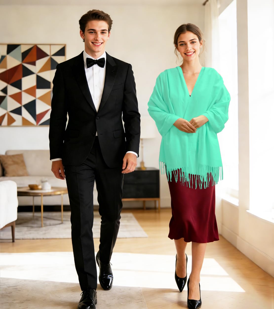 Winter Soft Long Scarf, Pashmina Shawls and Wraps, Warm Large Scarves for Men Women Evening Dress Wedding WN420