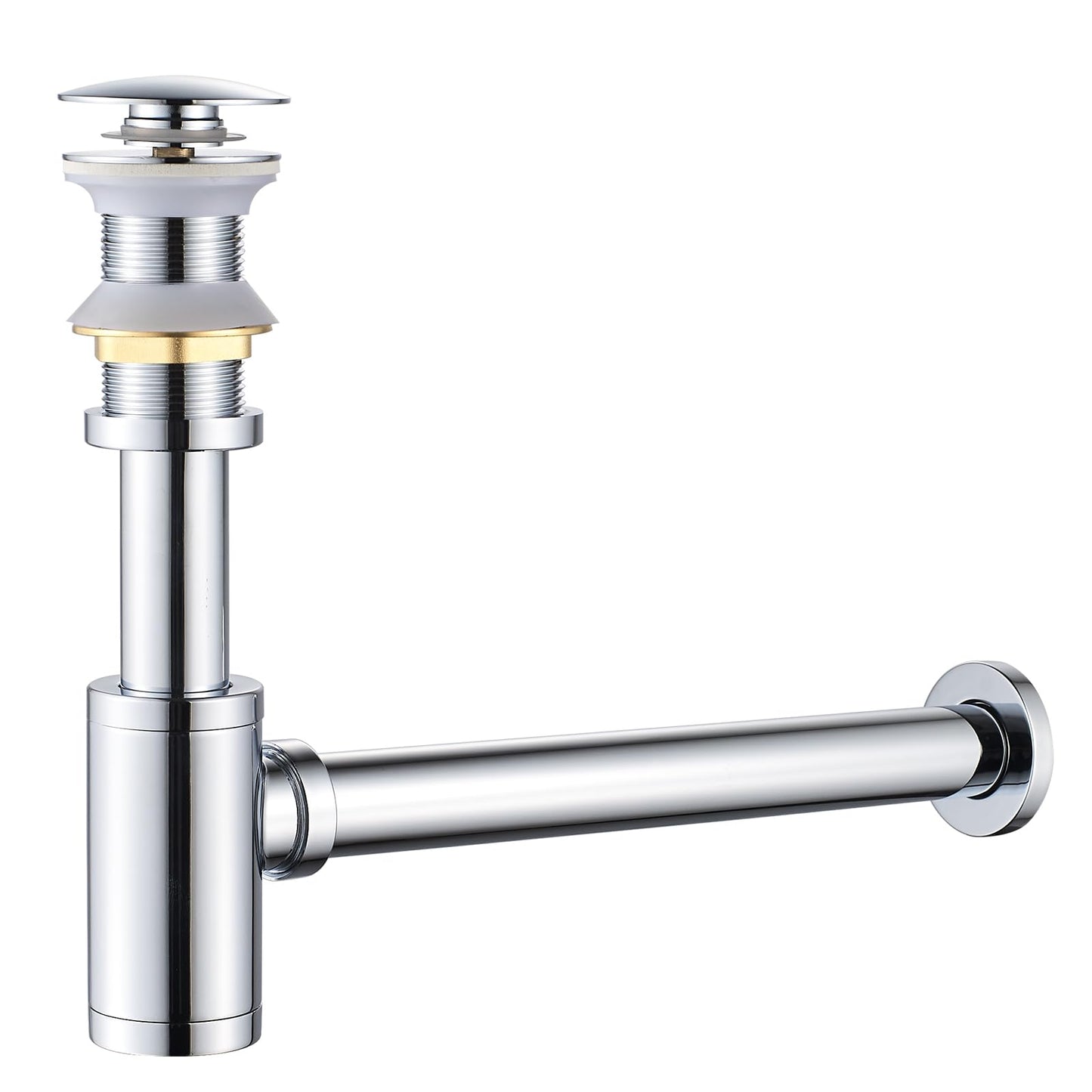 Solid Brass Adjustable 1-1/4 Bottle Trap with Overflow Drain Stopper Set, Bathroom Sink P-Trap Complete Set Sink Drain Kit Tube, Antique BST220