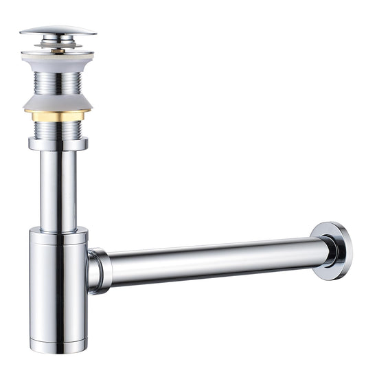 Solid Brass Adjustable 1-1/4 Bottle Trap with Overflow Drain Stopper Set, Bathroom Sink P-Trap Complete Set Sink Drain Kit Tube, Antique BST220
