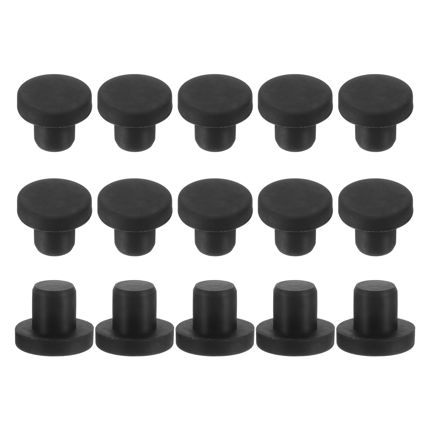 uxcell 15Pcs Silicone Hole Plug, Waterproof Solid T-Shaped Rubber Stoppers Bottle Seal Tube Pipe Plugs End Cap for 5.8mm/0.23" Hole for Bathtub Bottle, 0.31" Plug Height, Black BST326L