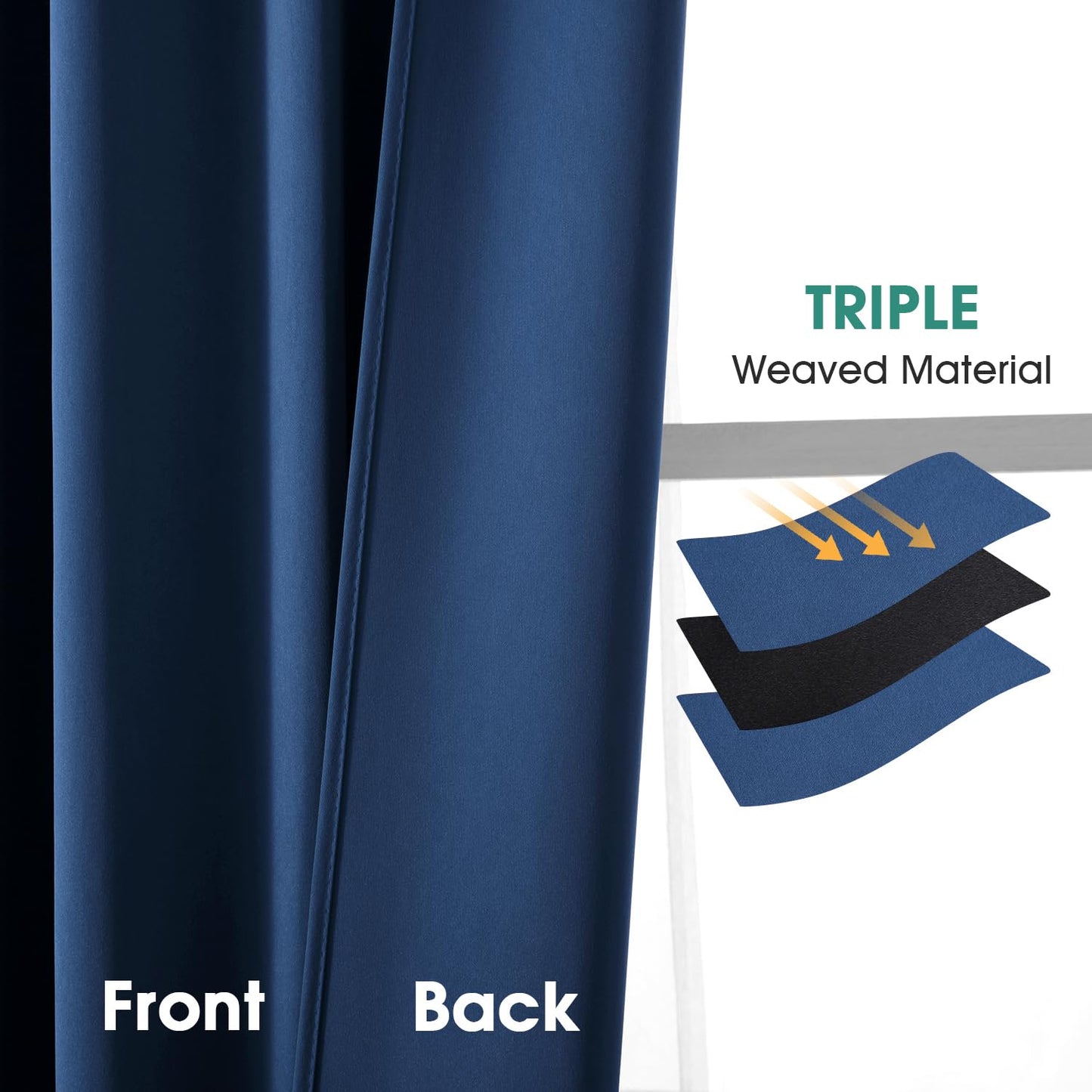 HOMEIDEAS Blackout Curtains, 2 Pages Grey Gray Room Darkening Bedroom Pinch Pleated Curtains Thermal Insulated Back Tab Rod Pocket Drapes for Bedroom, W52 x L63 BST326H