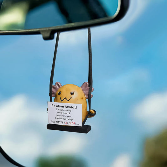 Rear View Mirror Hanging Accessories of Cool Swinging axolotl, Funny Car Interior Accessory for Men & Women Car Decorative Hanging Ornament.Potato with card WN420