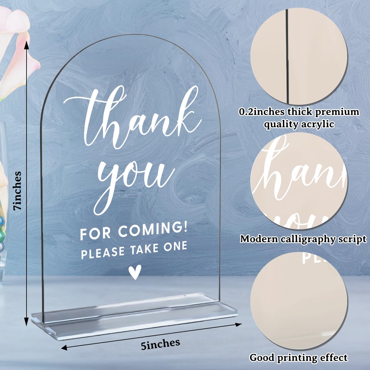 Acrylic Wedding Signs, Bridal Shower Decorations, Modern Arched Round Top Acrylic Table Top Sign with Holder for Wedding Reception Party Dinner - Can't Wait to See What Develops (Clear) BST326L