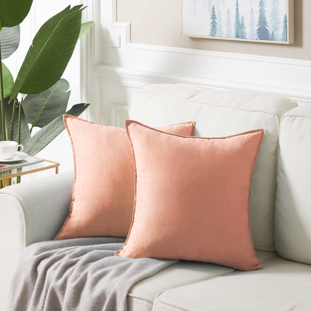 Fancy Homi 4 Packs Olive Green Decorative Throw Pillow Covers 18x18 inch, Super Soft Faux Suede Decor Square Pillow Covers 45x45 cm, Solid Cushion Cover for Couch Living Room Sofa Bedroom BST220