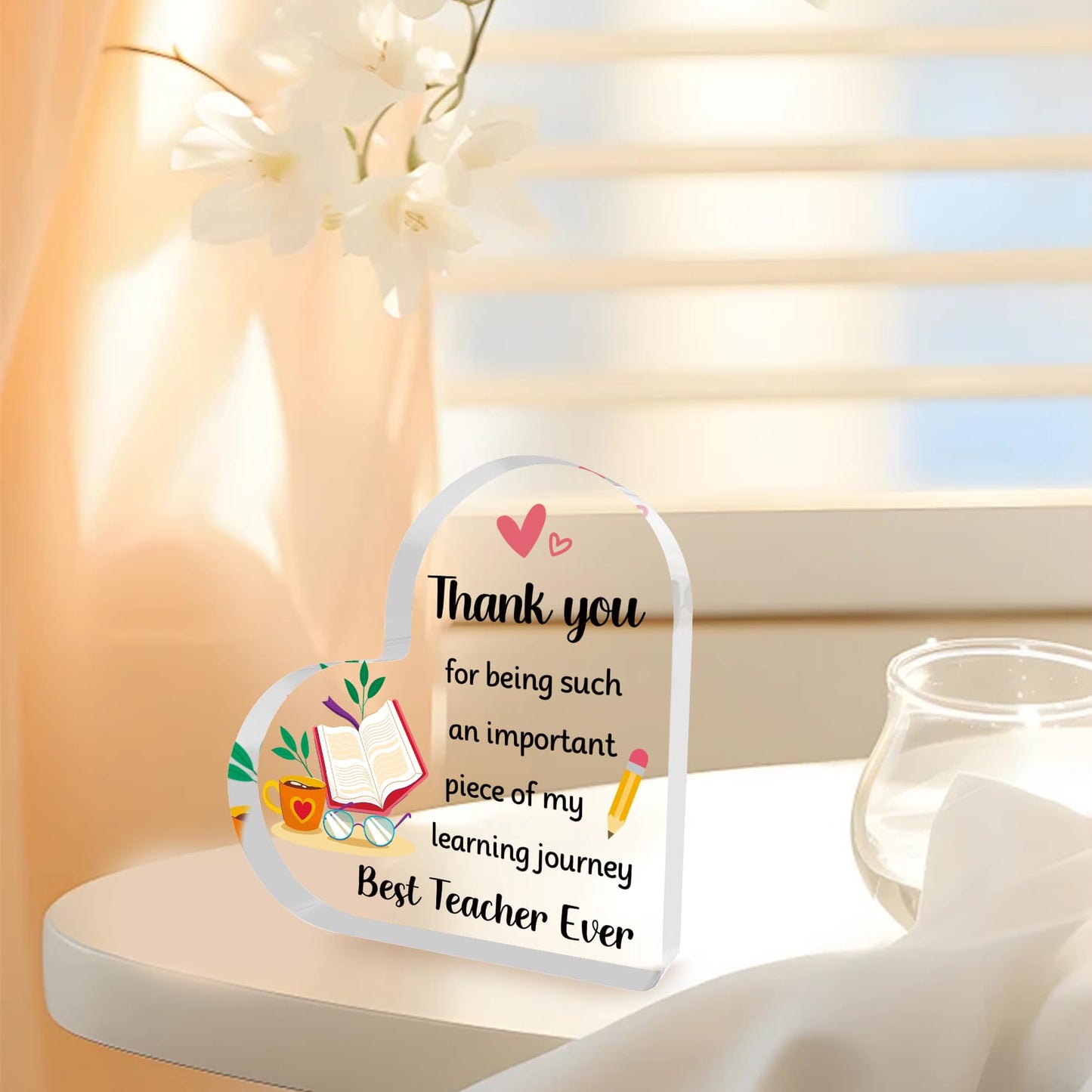 Teacher Appreciation Gifts End of Year Thank You Christmas Retirement Back to School Graduation Halloween Thanksgiving Teacher Gifts for Women Acrylic Plaque Decor with Sunflower for Teachers BST326L
