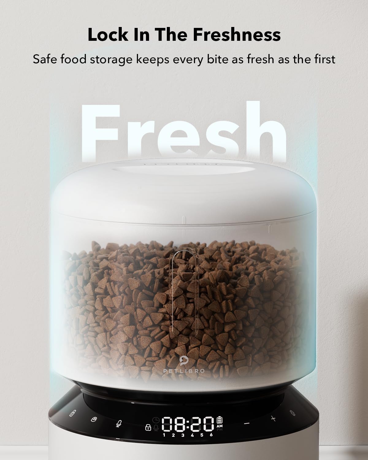 PETLIBRO Automatic Cat Feeder – 3L Programmable Pet Food Dispenser with Freshness Preservation, Timed Portion Control, Voice Meal Call & Dual Power Supply, Healthy Feeding for Cats & Small Dogs White