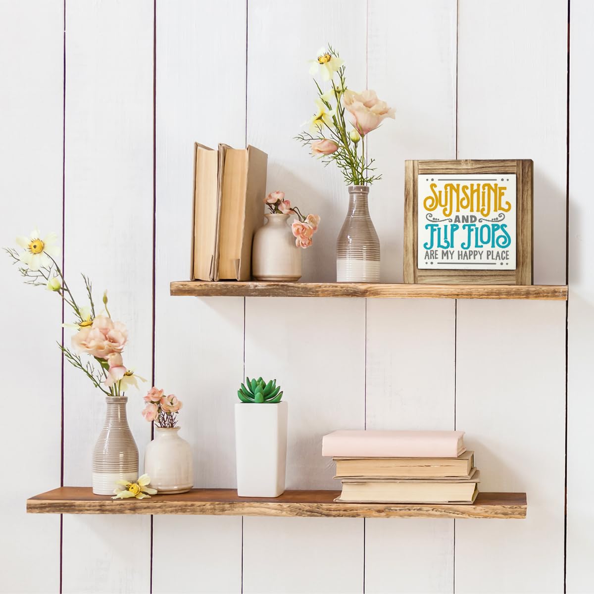 Inspirational Decor Signs, Lemon Summer Decoration, Positive Home Bar Decors, Rustic Kitchen Decors for Shelf, Wood Box Sign Desk Decor, When Life Gives You Lemons Make Lemonade Sign 5.9×5.9inches BST220