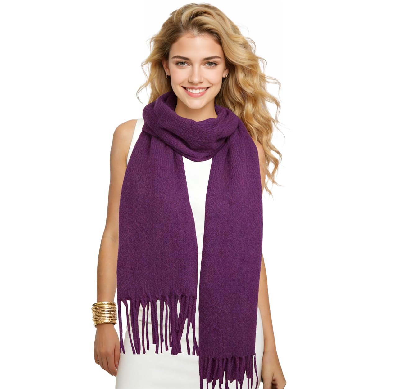 Winter Soft Long Scarf, Pashmina Shawls and Wraps, Warm Large Scarves for Men Women Evening Dress Wedding WN420
