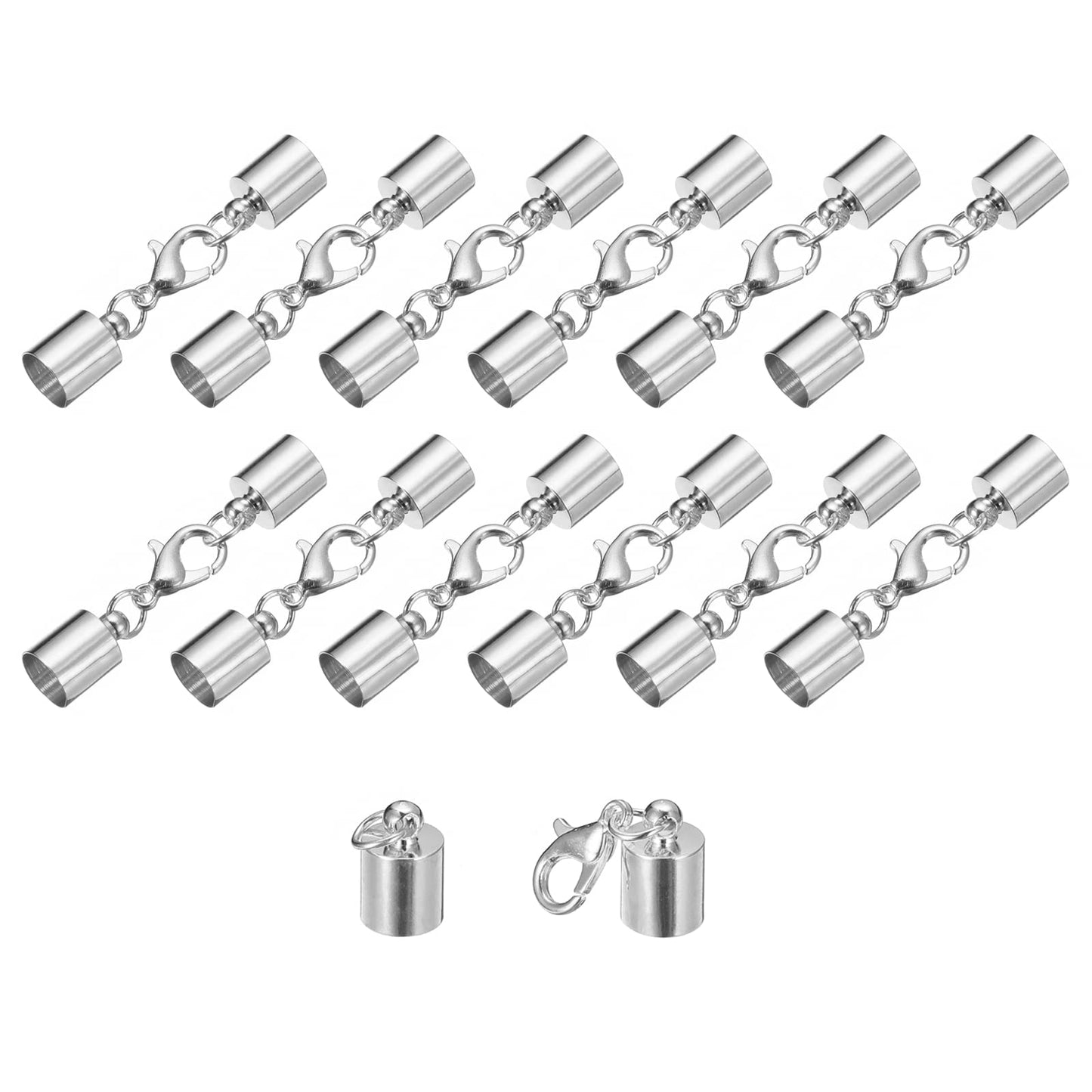 uxcell 20Sets Leather Cord End Caps with Lobster Claw Clasps Fit 4.5mm Cords, Barrel Terminators for DIY Making Leather Bracelets, Bronze Tone BST326L