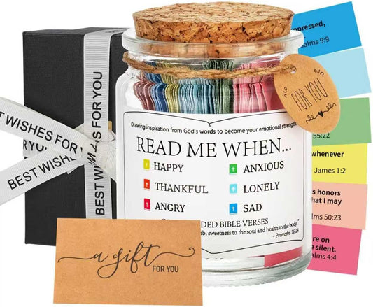 Bible Verse Jar Read Me When Bible Verse Jar for Daily Encouragement | Hope Holy Prayer Cards Religious Baptism Graduation Gift for Her, Gifts for Mom from Daughter Son, Christian Gifts for Women BST326H